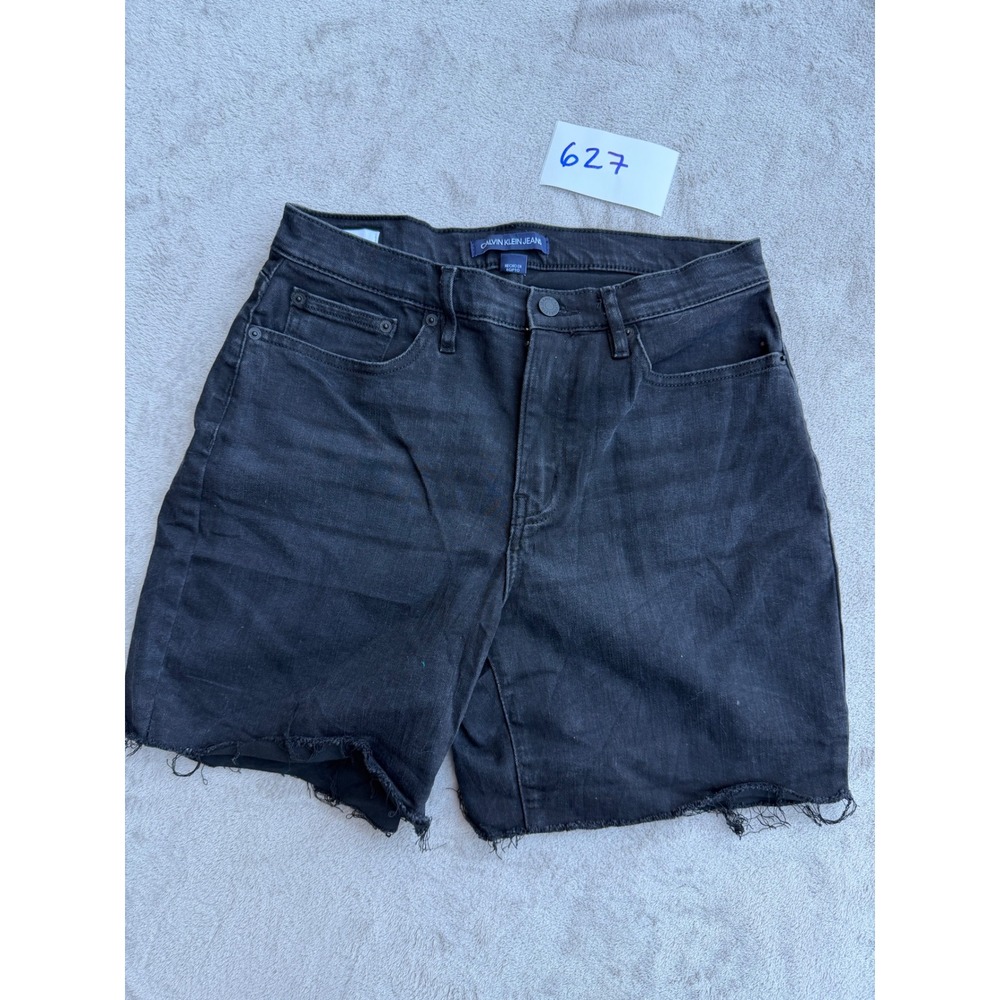 Calvin Klein Jeans Shorts Womens 10 Black Raw Hem High Rise Denim